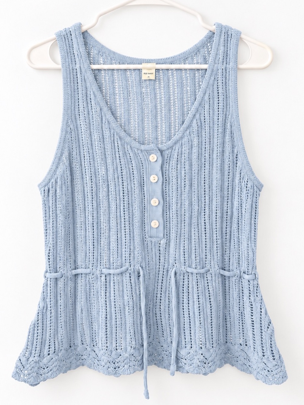 Old Navy Light Blue Crochet Drawstring Tank